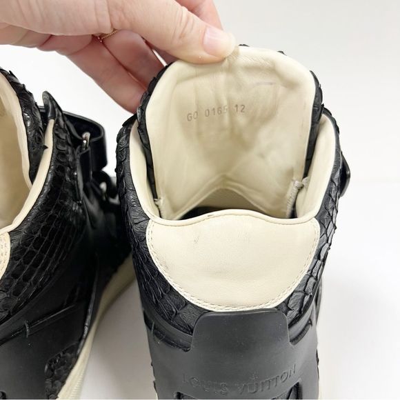 Louis Vuitton Reptile Sneaker Boot Black Leather High Top 12 Mens - Picture 4 of 14